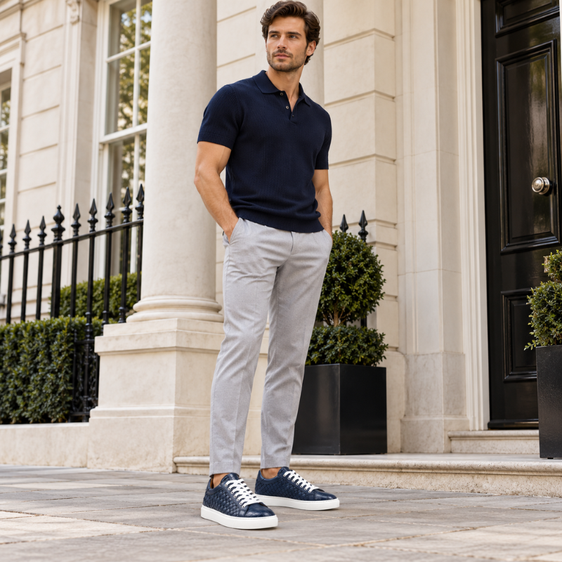 Italian Woven Sneakers with Croc Detail