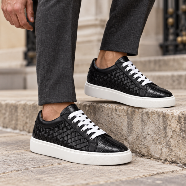 Italian Woven Sneakers with Croc Detail
