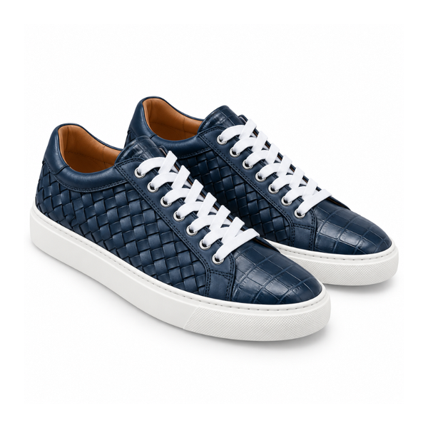 Italian Woven Sneakers with Croc Detail