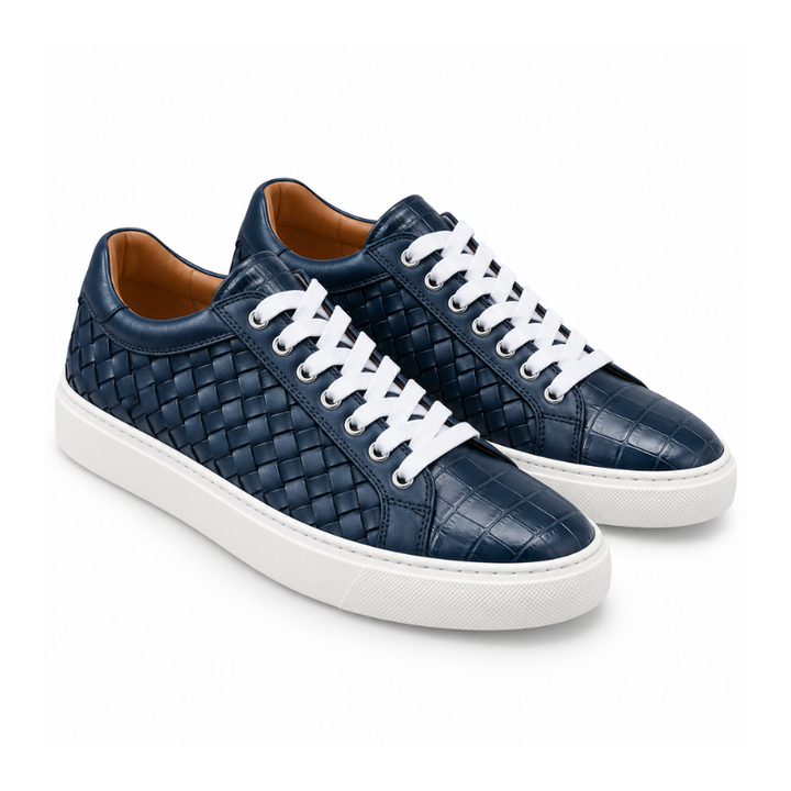 Italian Woven Sneakers with Croc Detail