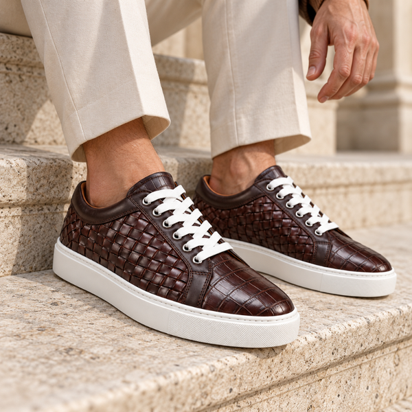 Italian Woven Sneakers with Croc Detail