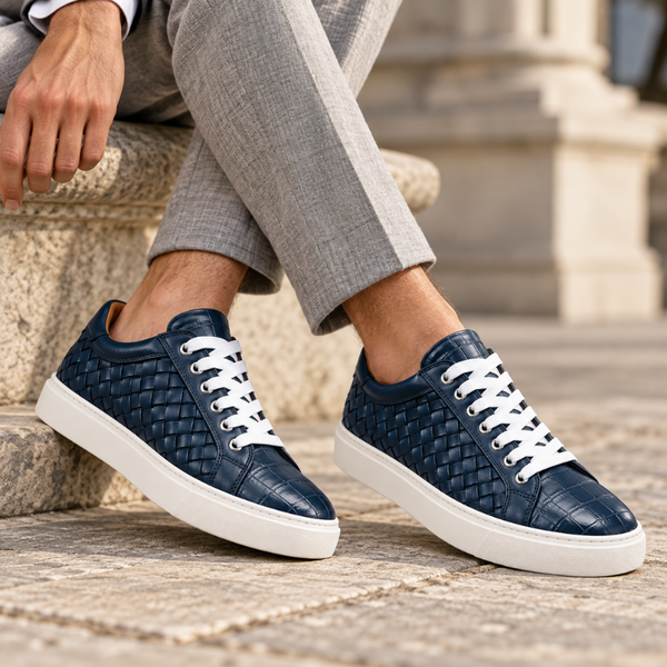 Italian Woven Sneakers with Croc Detail