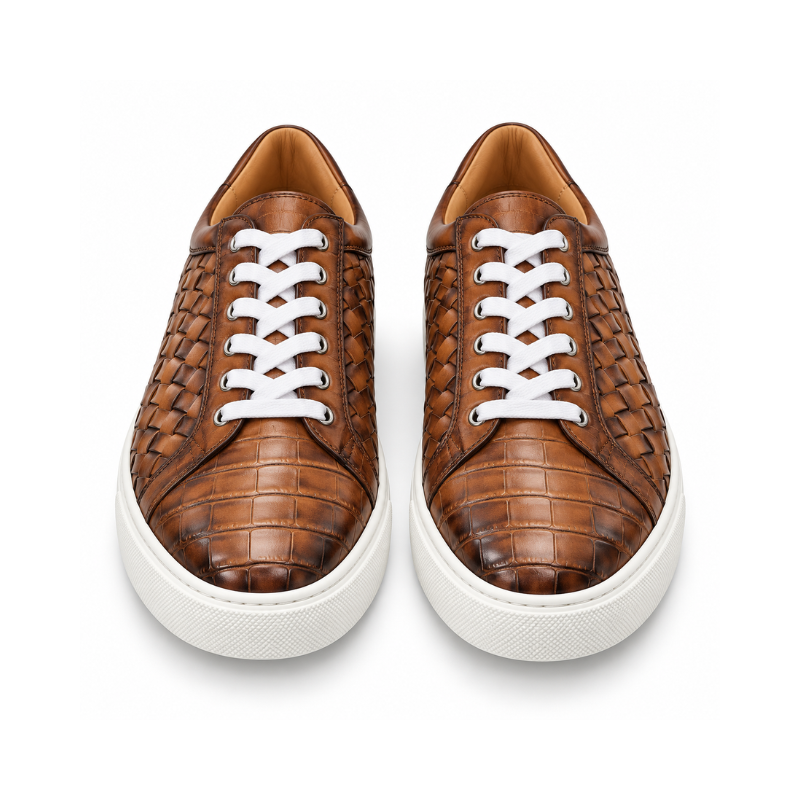 Italian Woven Sneakers with Croc Detail