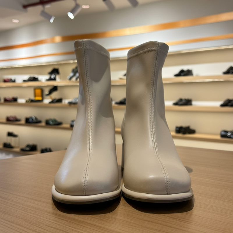 Ivory Luxe Block Heel Ankle Boots