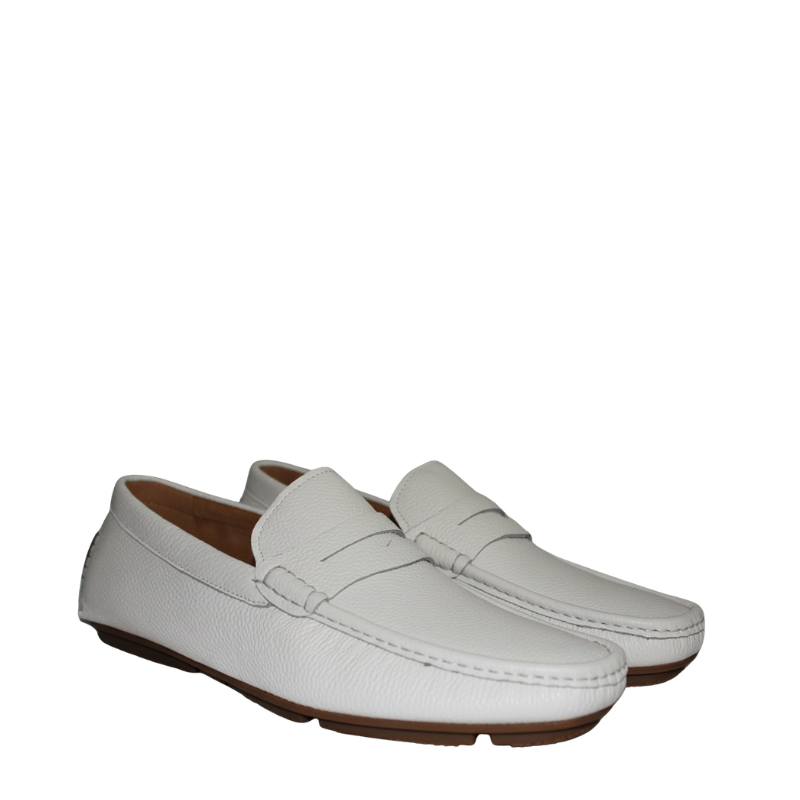 Ivory Pebble Penny Driving Loafers