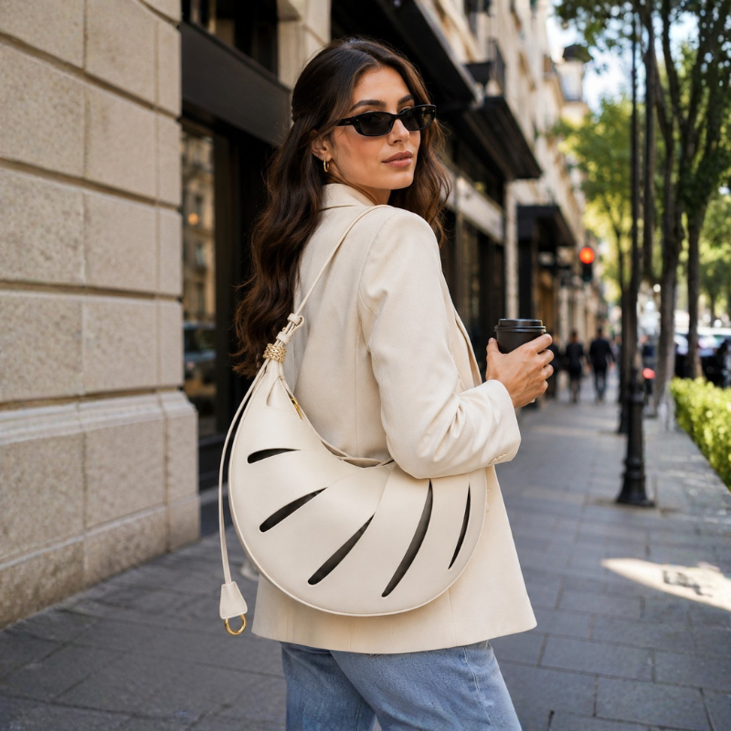 Luxury Crescent Leather Handbag
