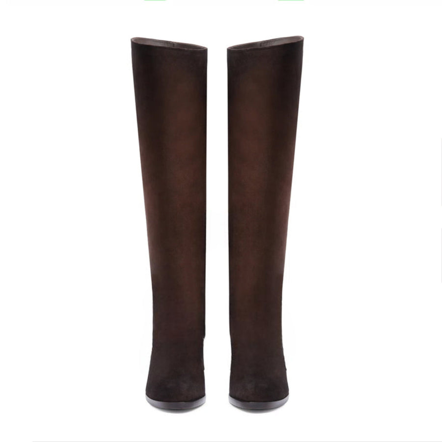 Knee High Suede Leather High heel Women s Boots With Chain