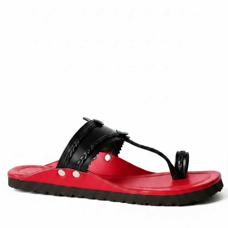 Kolhapuri Sandals - Olive Green Leather