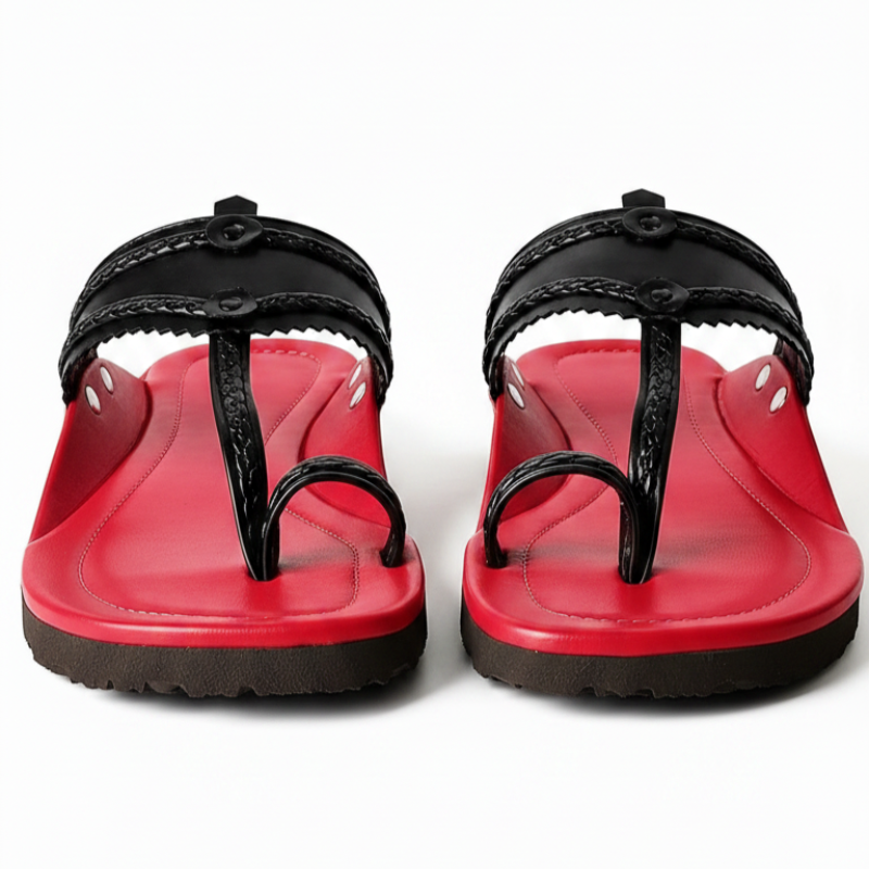 Kolhapuri Sandals - Olive Green Leather