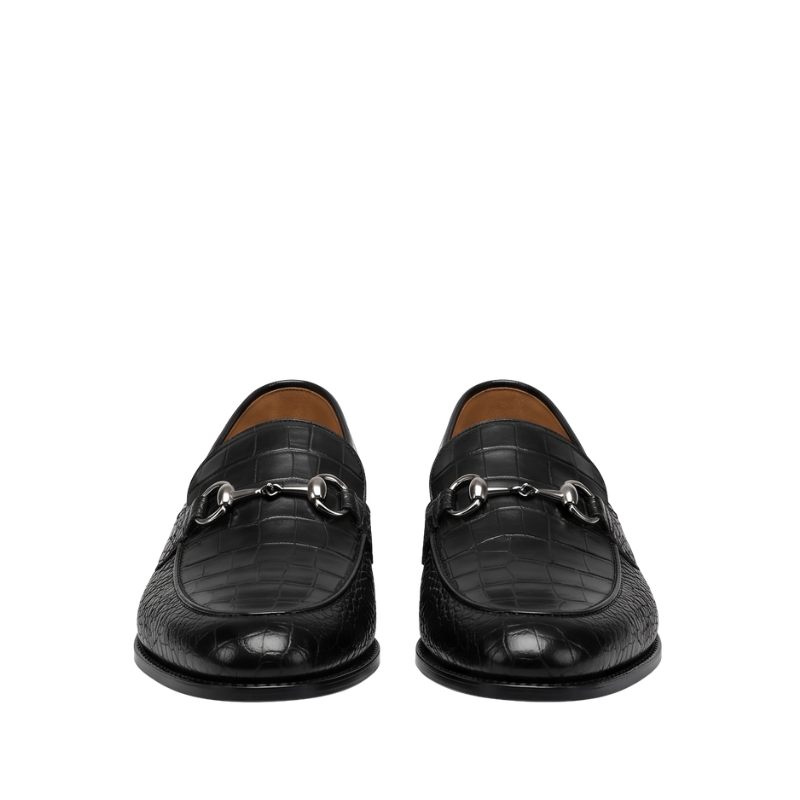 Imperio Croco Leather Italian Horsebit Loafers