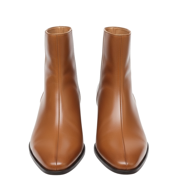 Luxe Italian Sleek Zip Sleek Ankle Boots - Brown