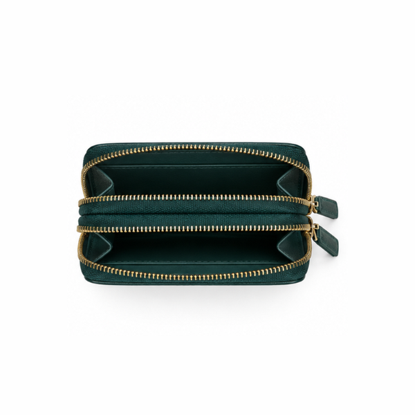 Dual Zipper Luxury Leather Wallet