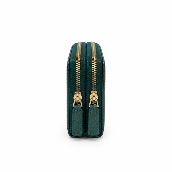 Dual Zipper Luxury Leather Wallet