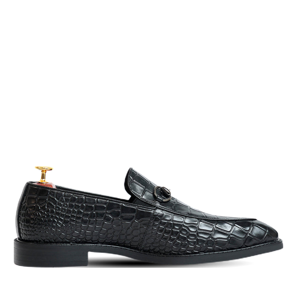 Horse Bit Croco Slip On Loafers