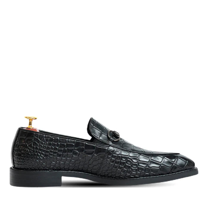 Horse Bit Croco Slip On Loafers