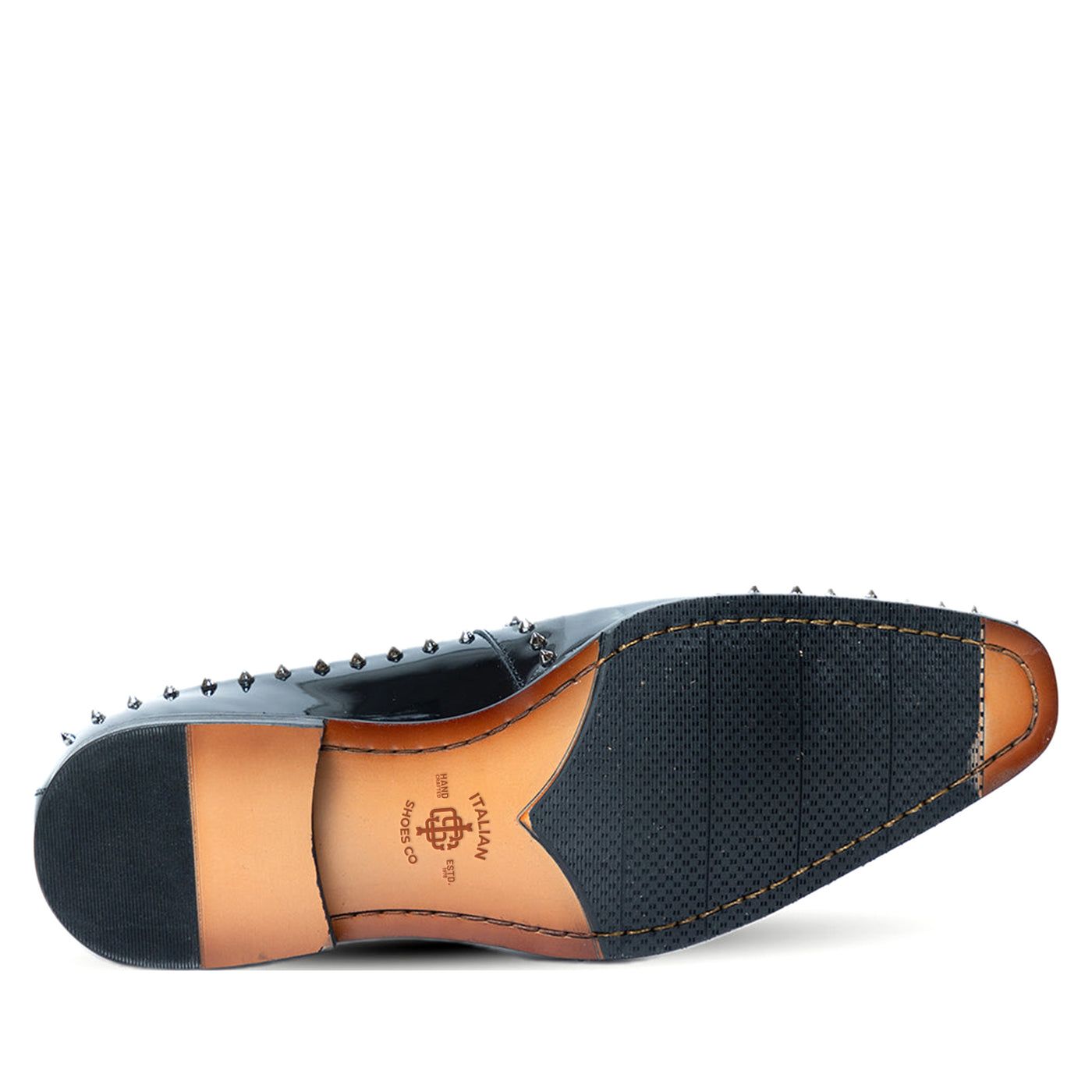 Studded Patent Leather Slip On Loafers