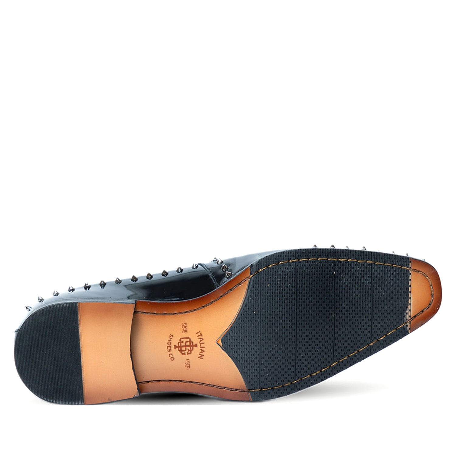 Black Patent  Studded Slip On Loafers