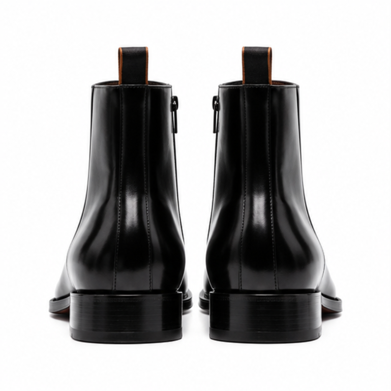 Leather Boots With Almond-Toe