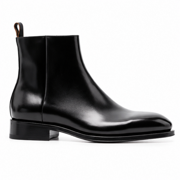 Leather Boots With Almond-Toe