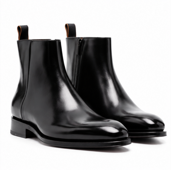 Leather Boots With Almond-Toe