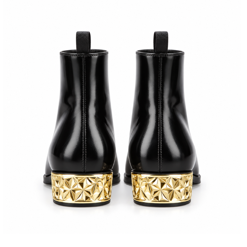 Leather Chelsea Boot With Golden Heel