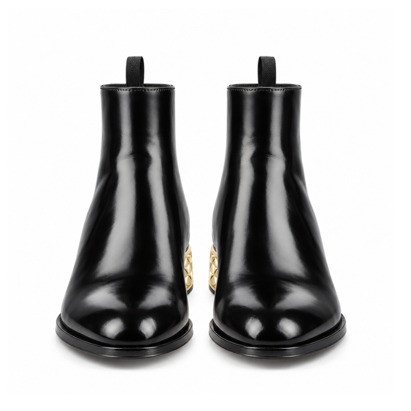 Leather Chelsea Boot With Golden Heel