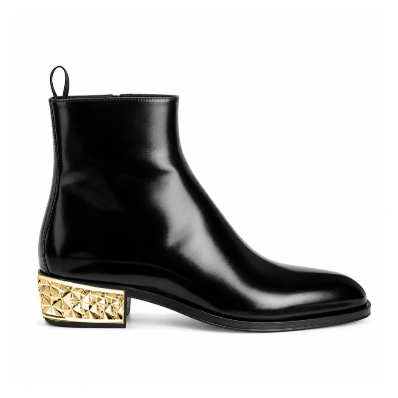 Leather Chelsea Boot With Golden Heel