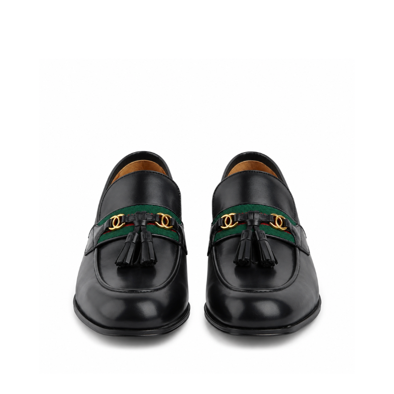 Leather Web Detailed Loafers