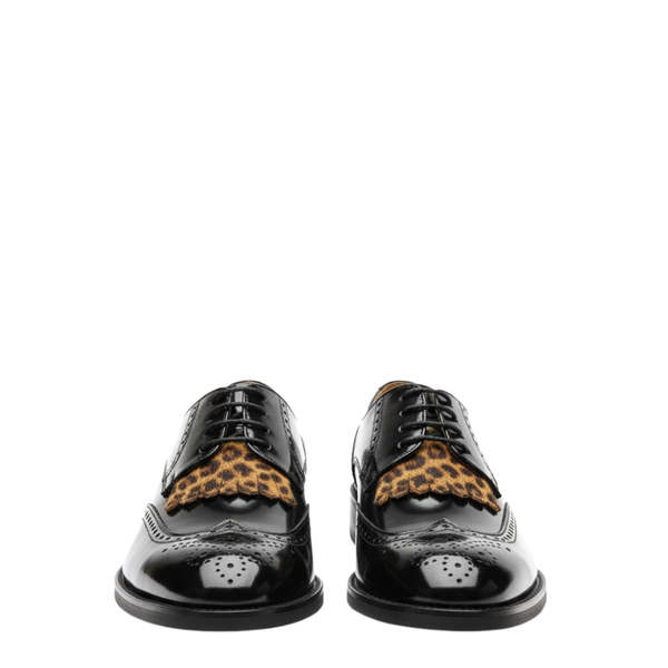 Leopard Accent Patent Oxford Shoes