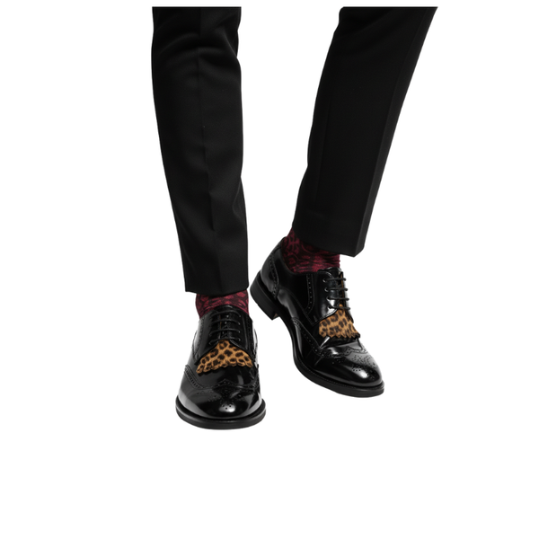 Leopard Accent Patent Oxford Shoes