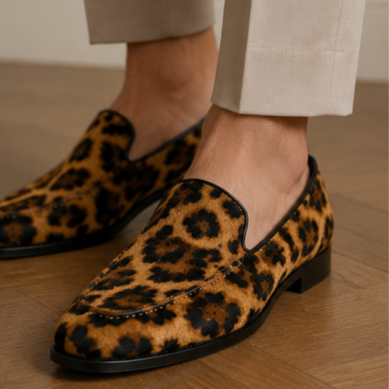 Leopard Print Luxury Leather Belgian Loafer