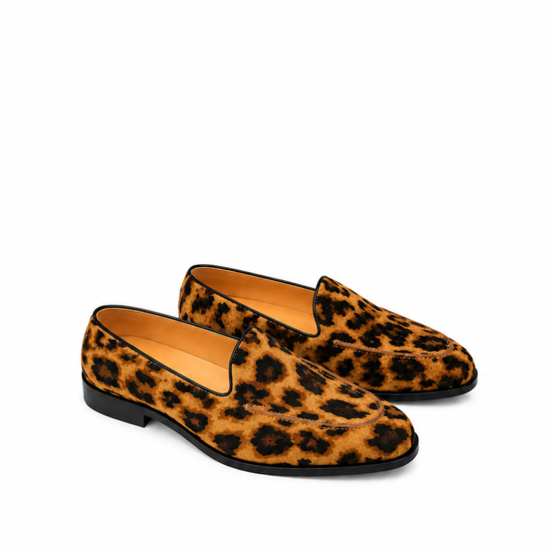 Leopard Print Luxury Leather Belgian Loafer