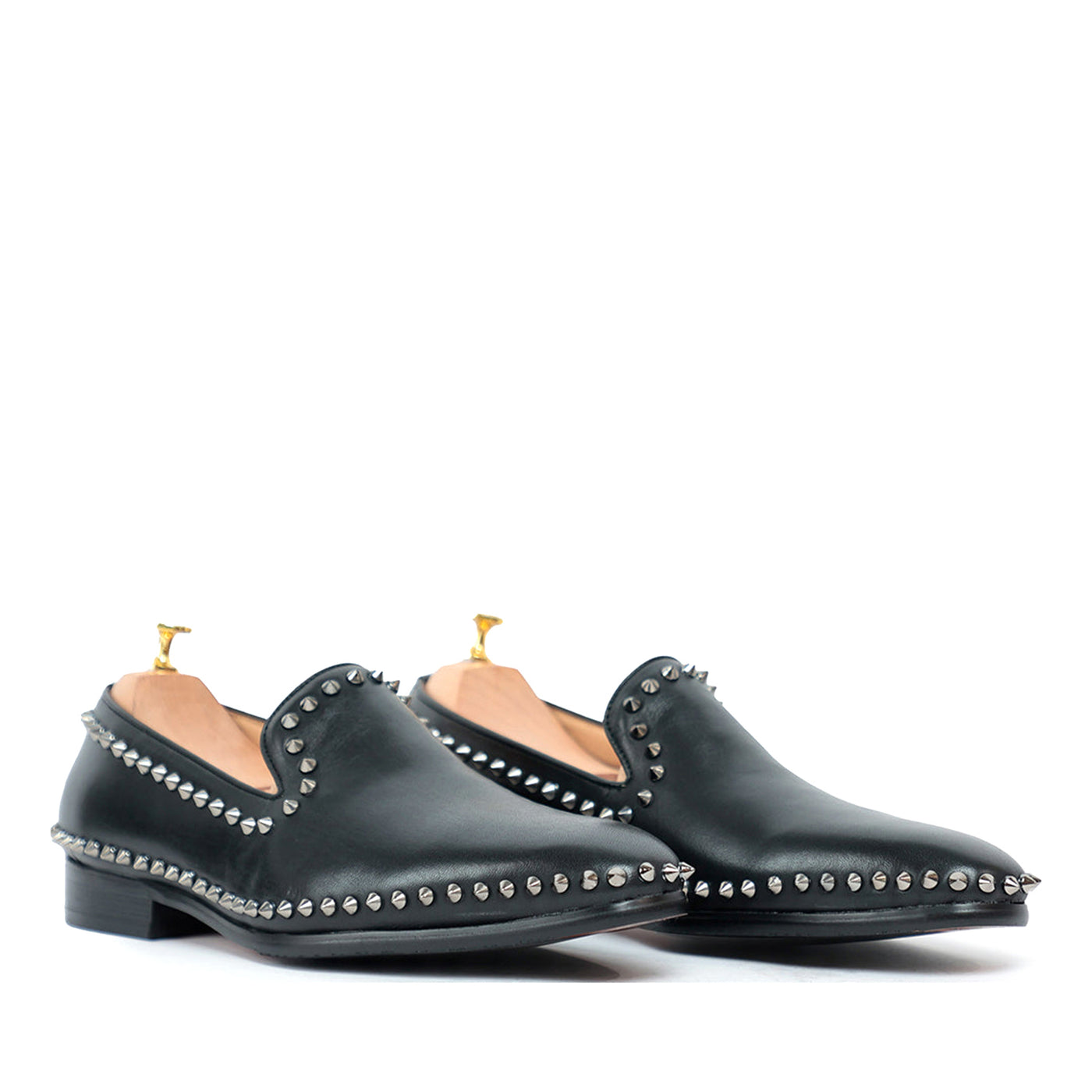 Black Studded Slip on Loafers
