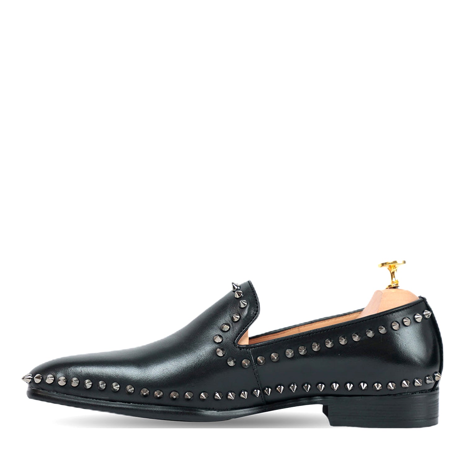 Black Studded Slip on Loafers