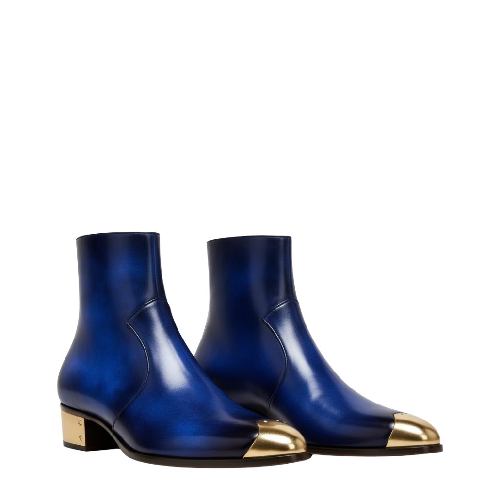 Ludhovic Leather Goledn Toe Ankle Boots