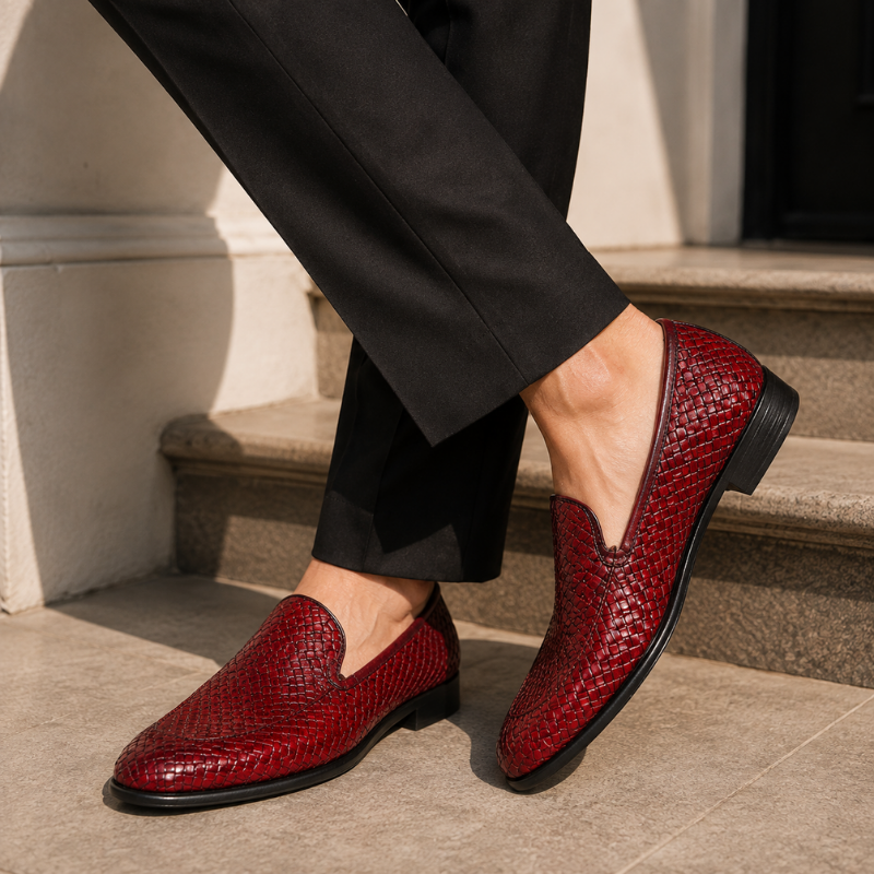 Lusso Woven Leather Dress Loafers