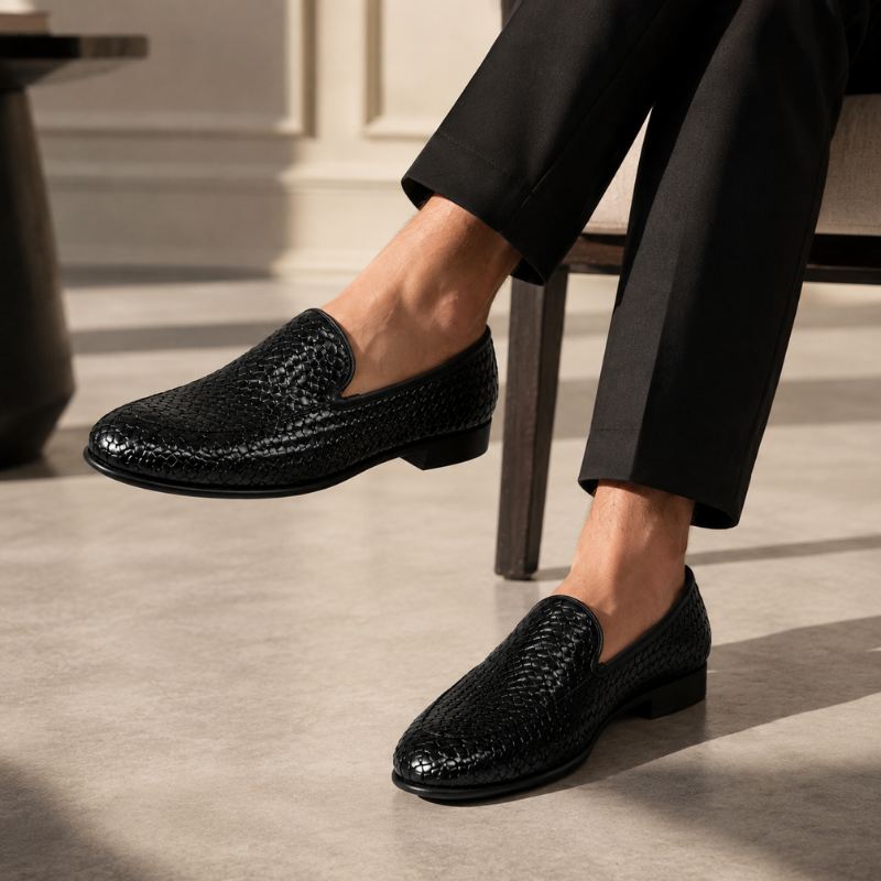 Lusso Woven Leather Dress Loafers