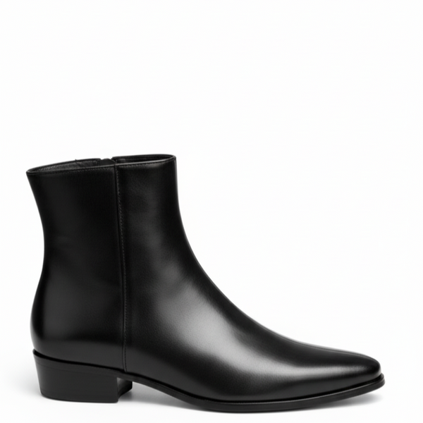 Luxe Italian Sleek Zip Sleek Ankle Boots - Black