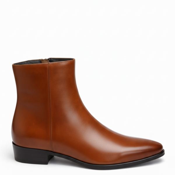 Luxe Italian Sleek Zip Sleek Ankle Boots - Deep Brown