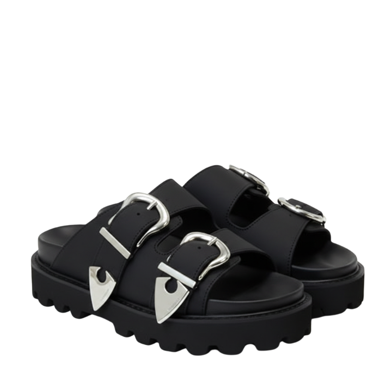Luxe Streetwear Buckle Sandals in Rugged Sole