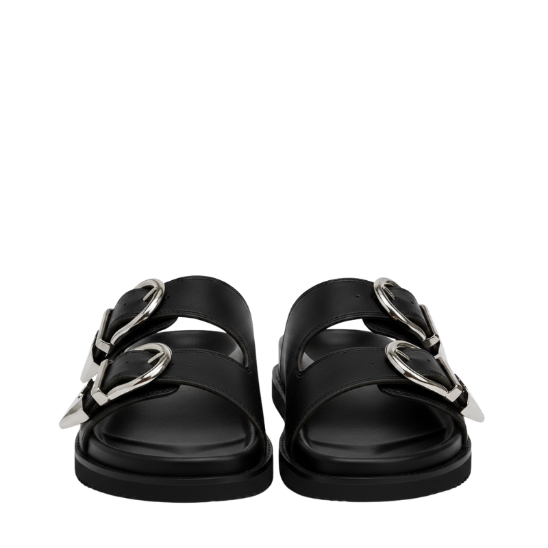 Luxe Streetwear Buckle Sandals in Rugged Sole
