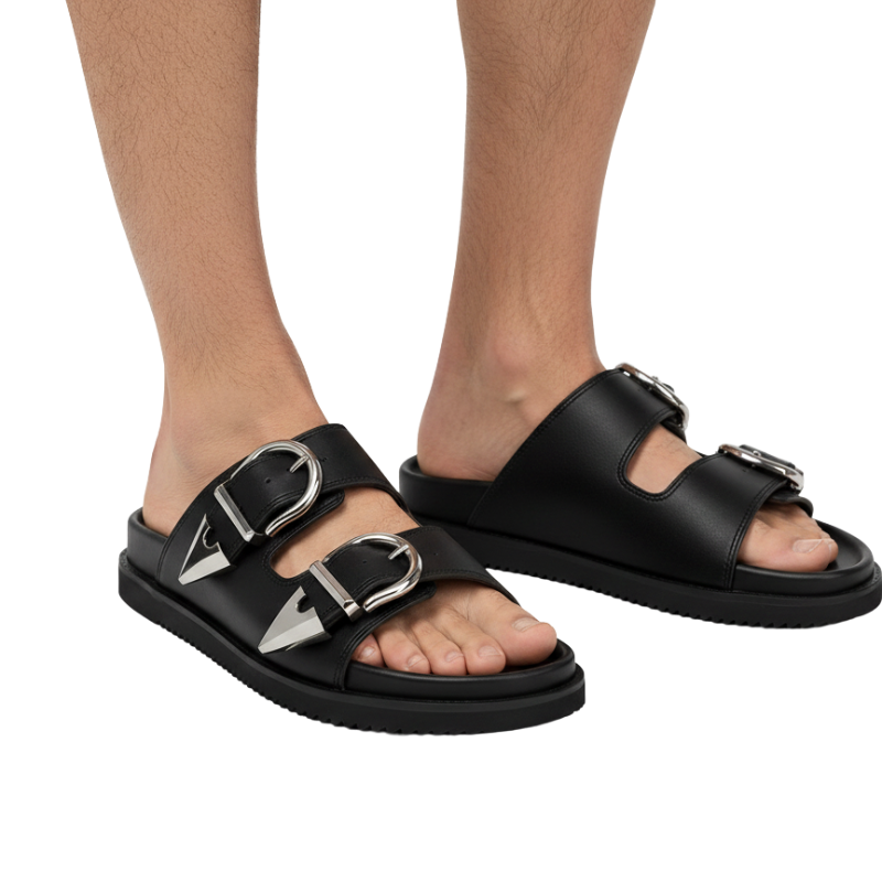 Luxe Streetwear Buckle Sandals in Rugged Sole