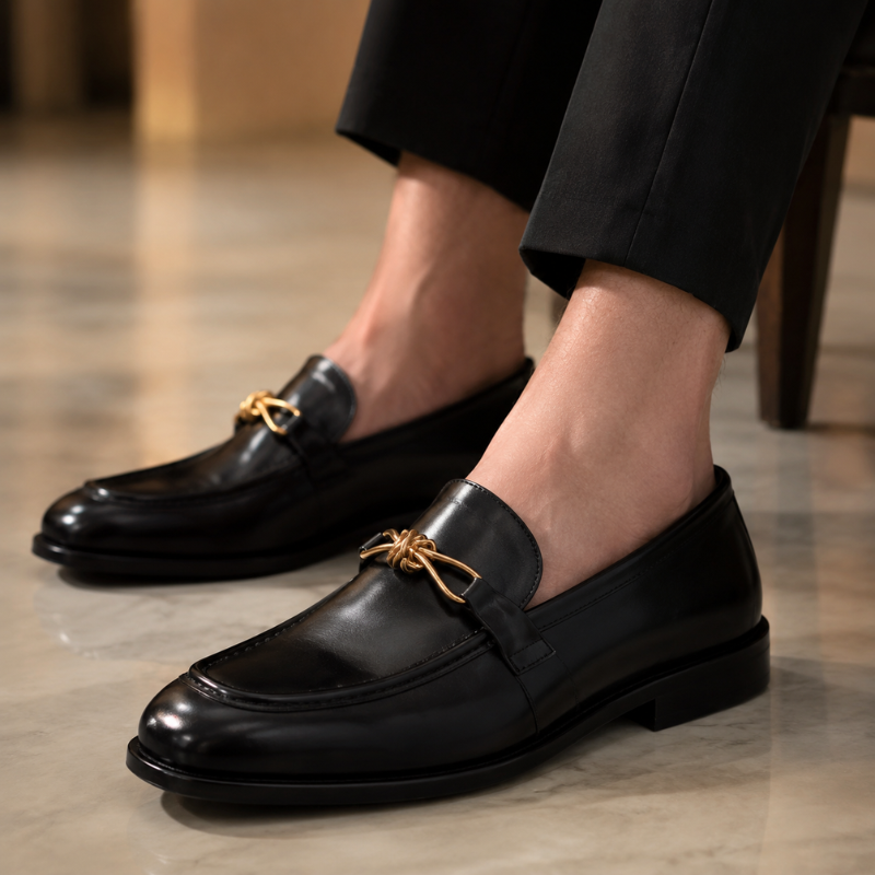 Luxury Italian Horsebit Leather  Loafers
