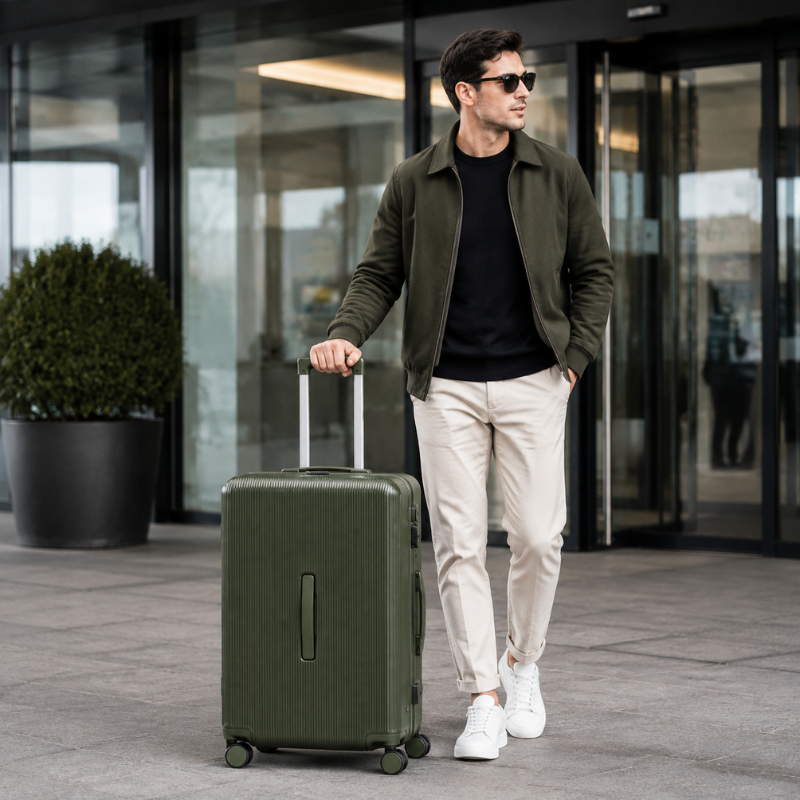 Luxury Ribbed Hard-Shell Cabin Trolley Bag