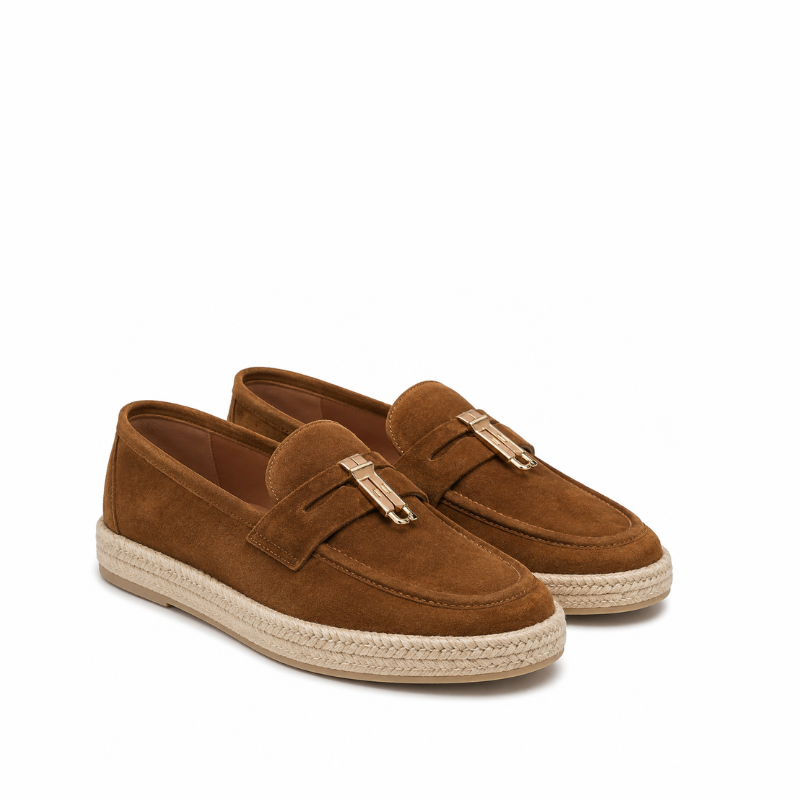 Luxury Artisan Suede Horsebit Espadrille Loafer
