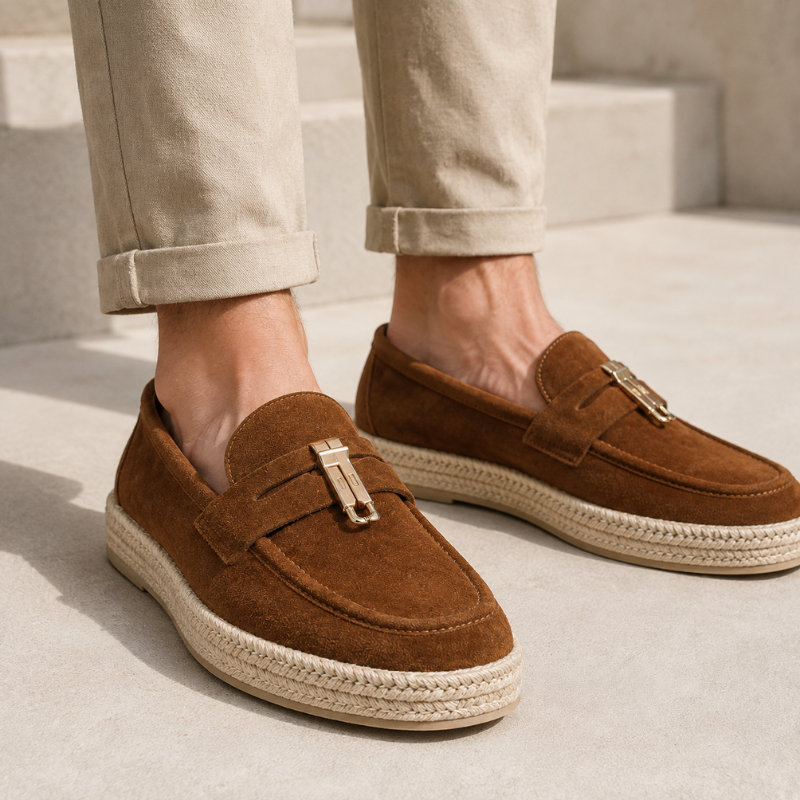 Luxury Artisan Suede Horsebit Espadrille Loafer