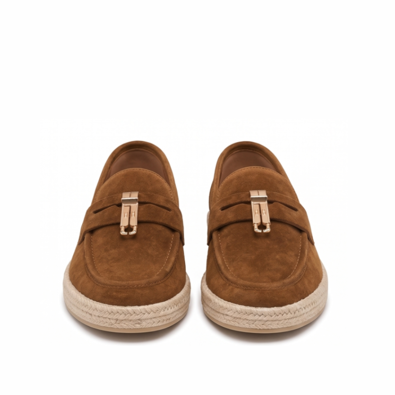 Luxury Artisan Suede Horsebit Espadrille Loafer