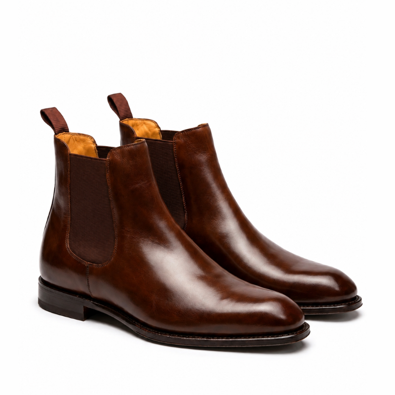 Luxury Artisan Leather Elastic Chelsea Boots