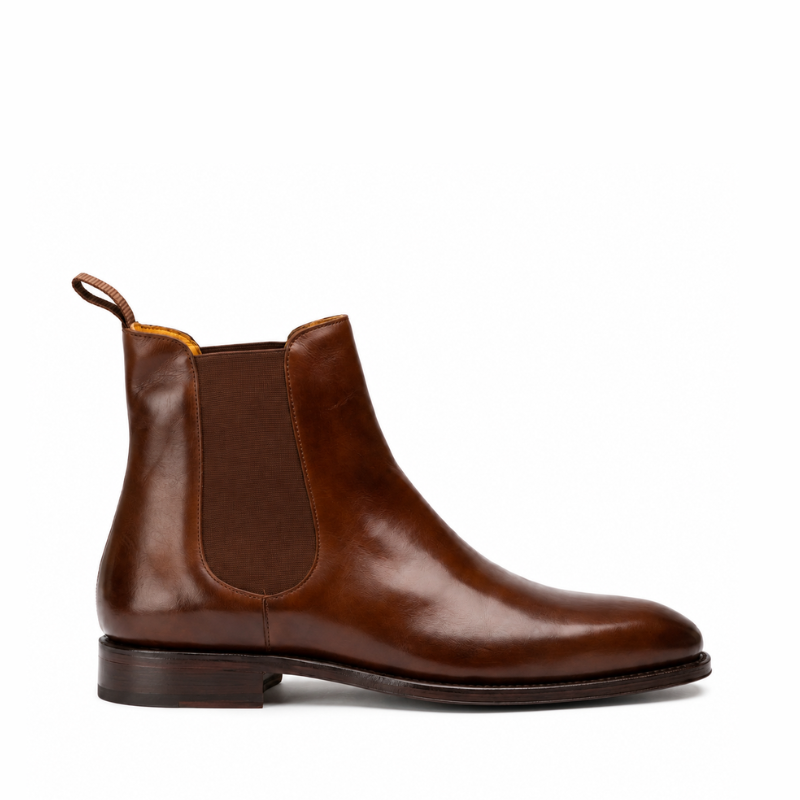 Luxury Artisan Leather Elastic Chelsea Boots