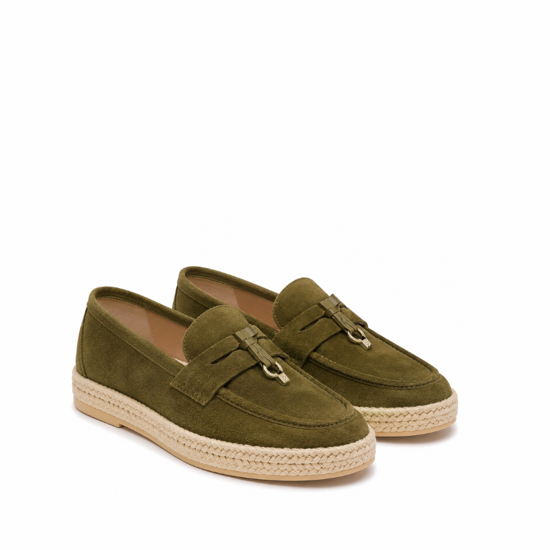 Luxury Artisan Suede Horsebit Espadrille Loafer
